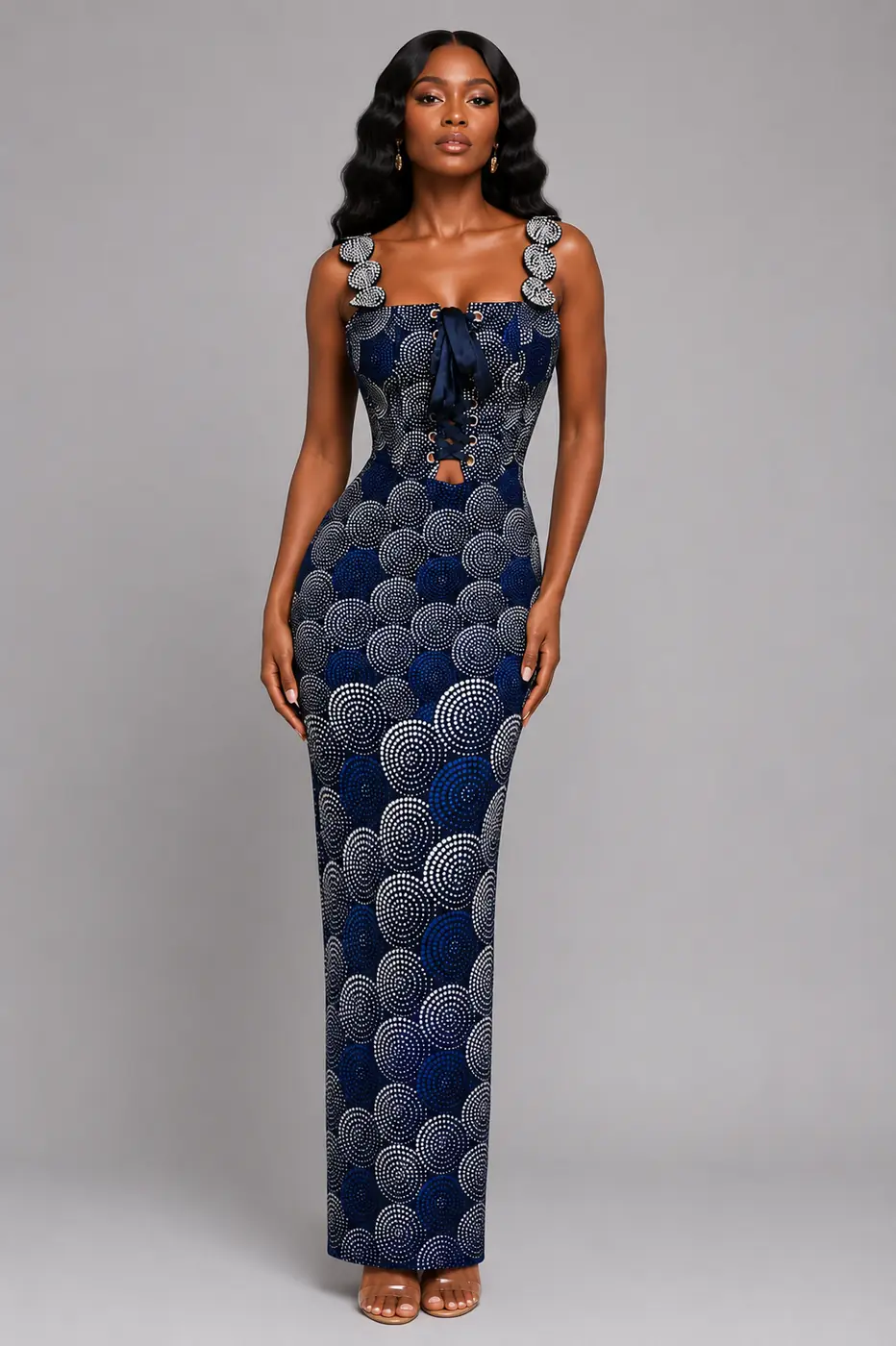 Blue Printed Material dress
