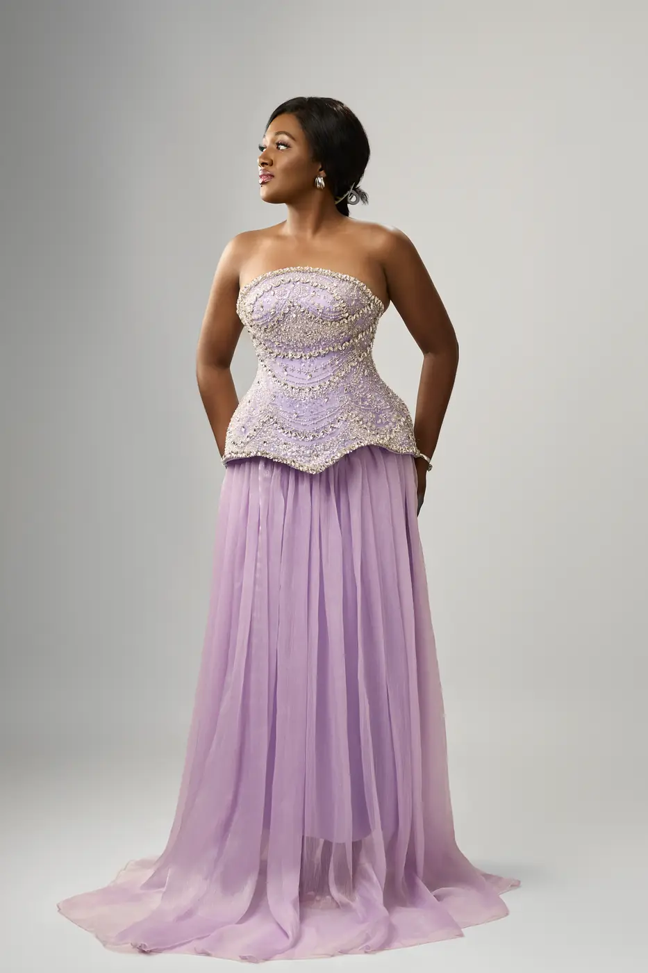 Beaded purple corset & skirt