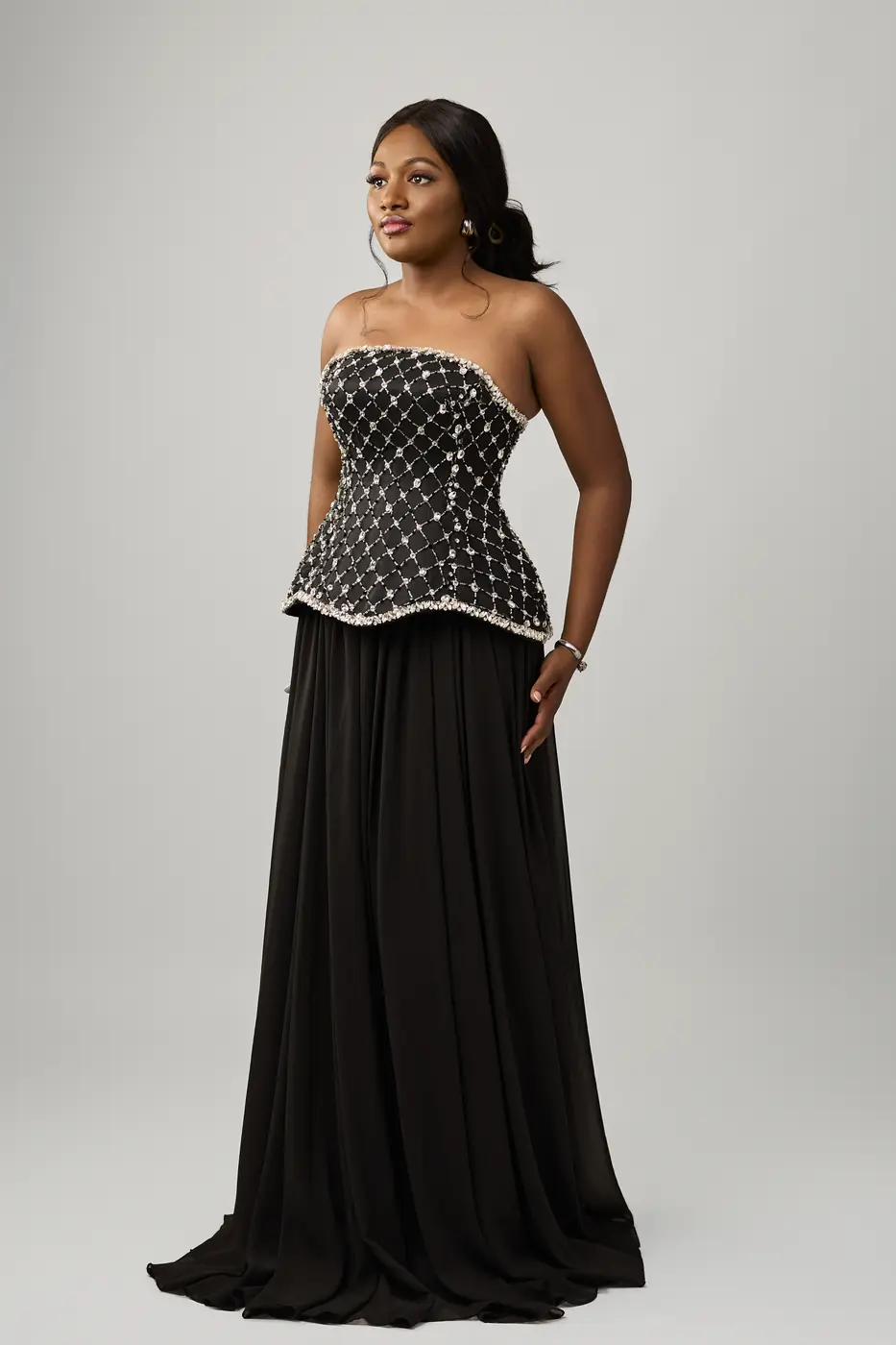 Beaded black corset & skirt