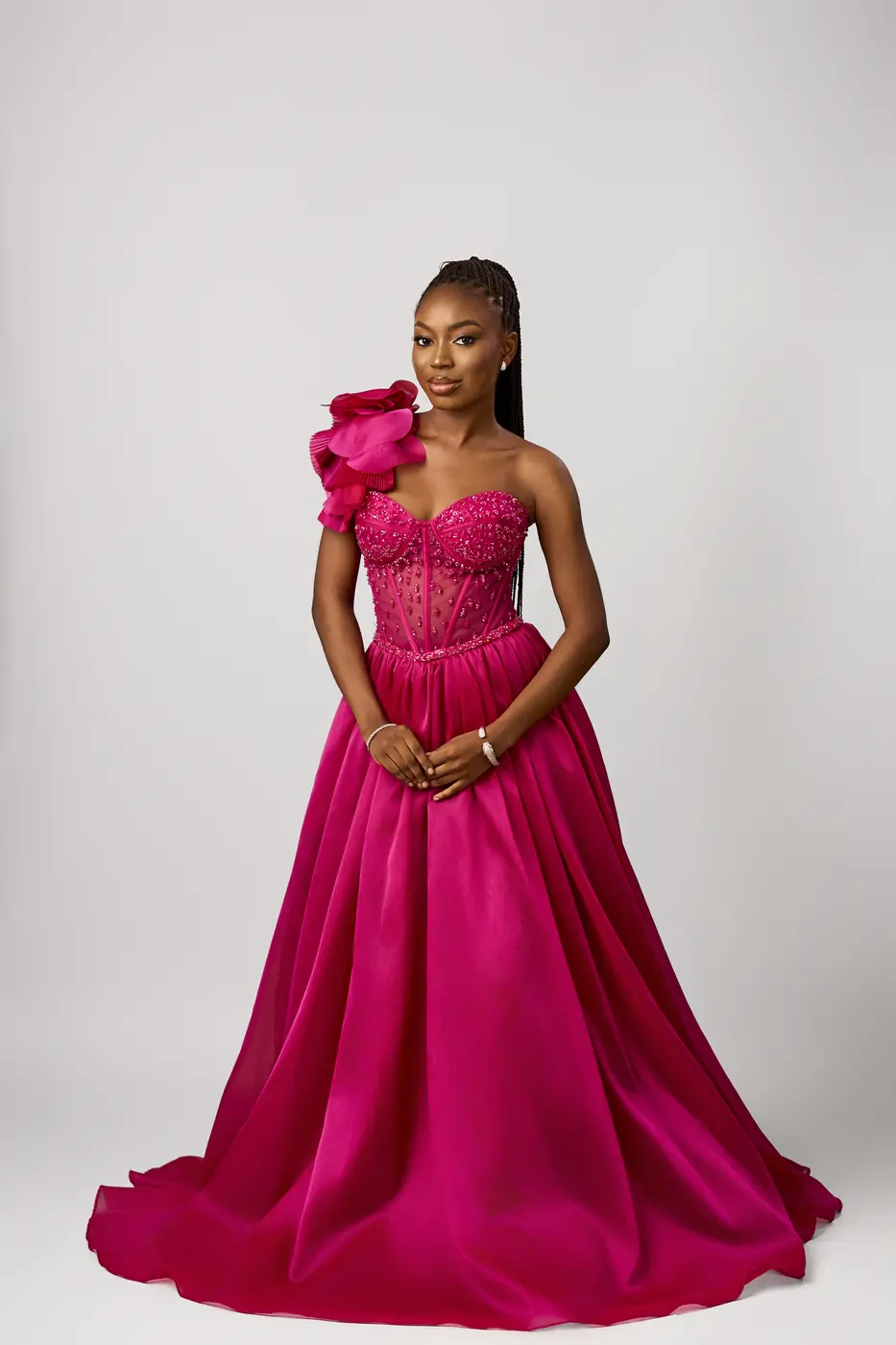 One handed princess gown pink