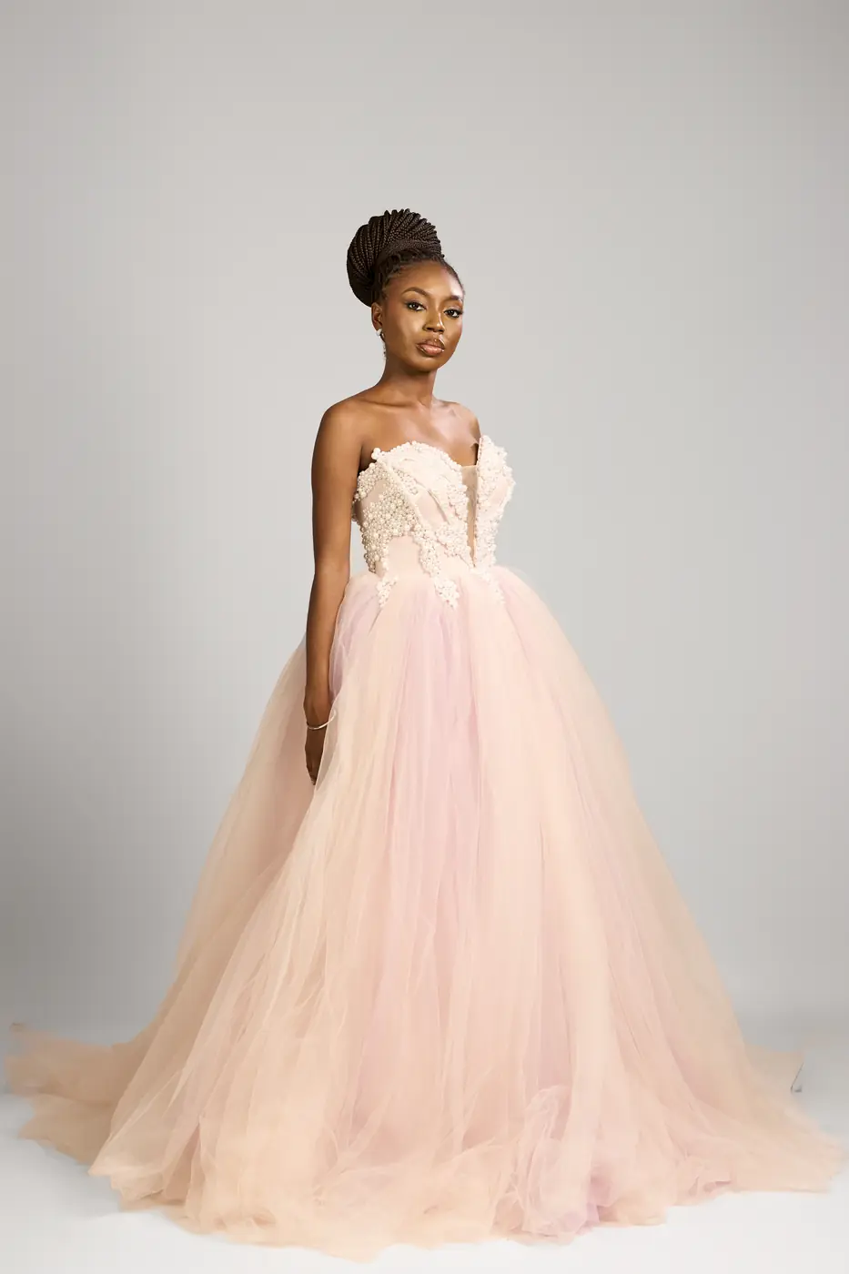 Strapless pearly Pink Princess gown