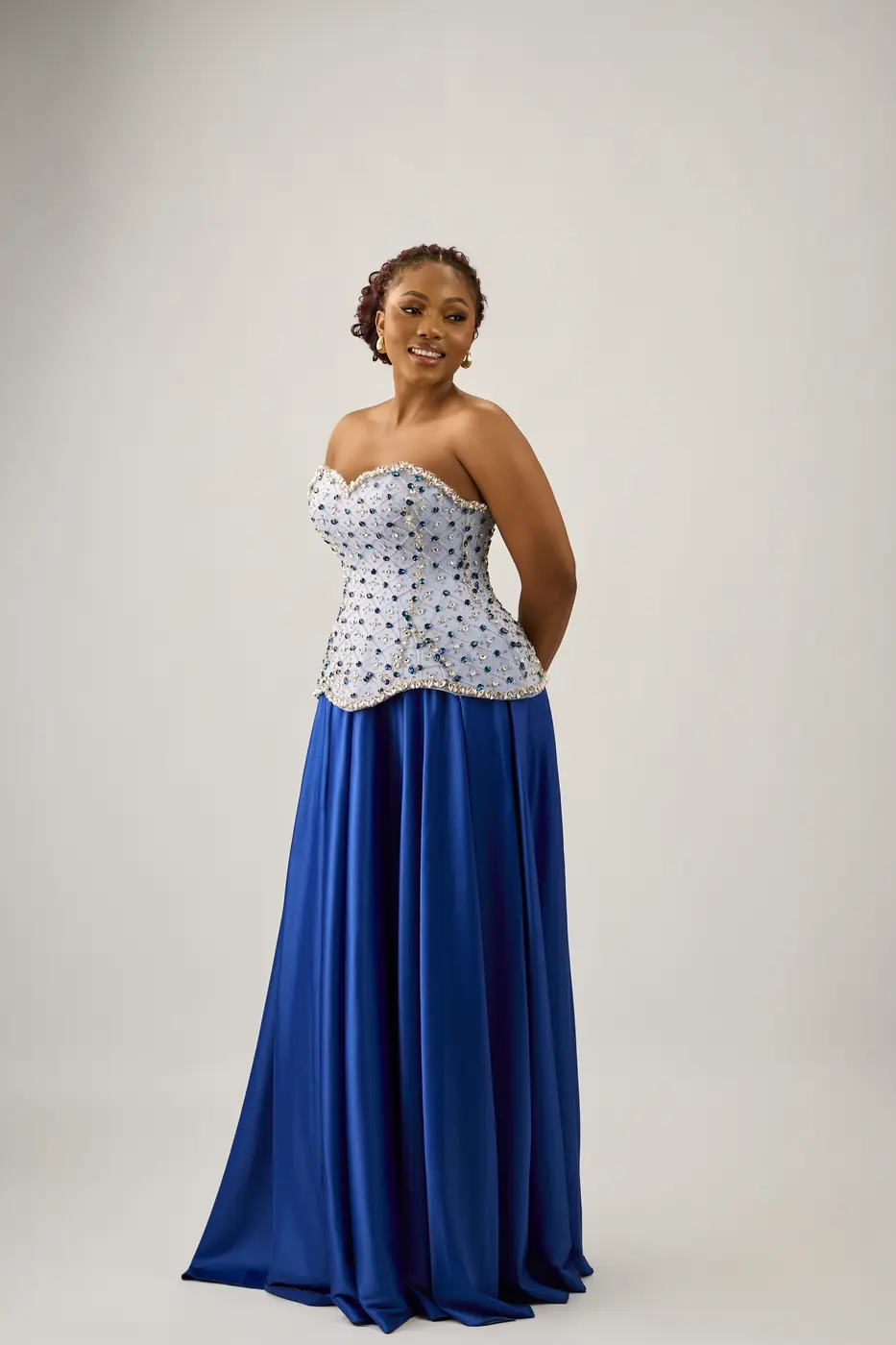 Beaded royal blue corset & skirt