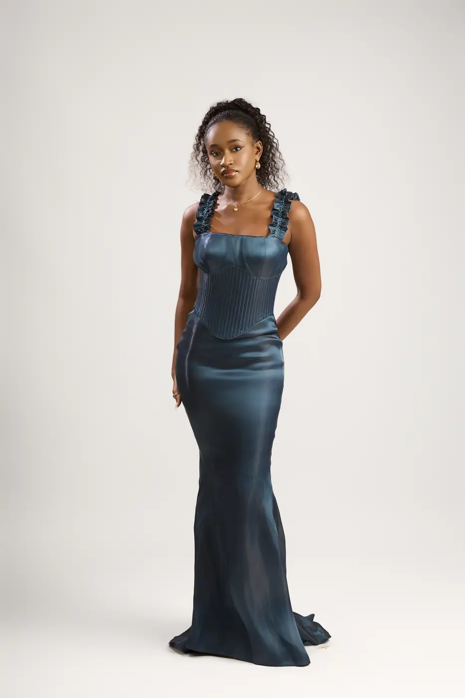 Dark Green Silky Maxi dress