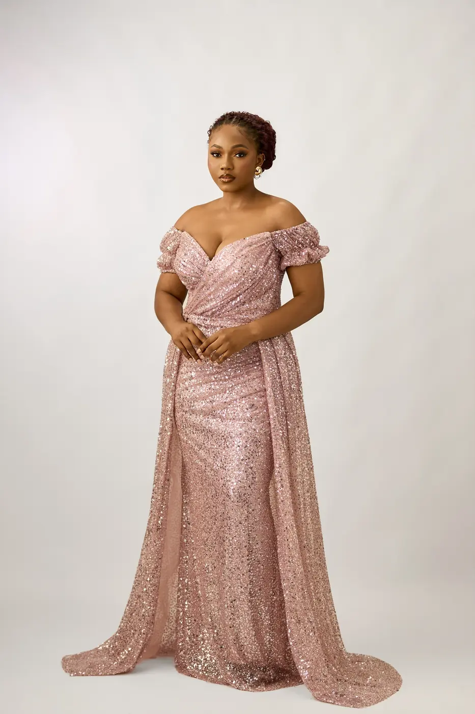 Pink Statement dress with waist cape
