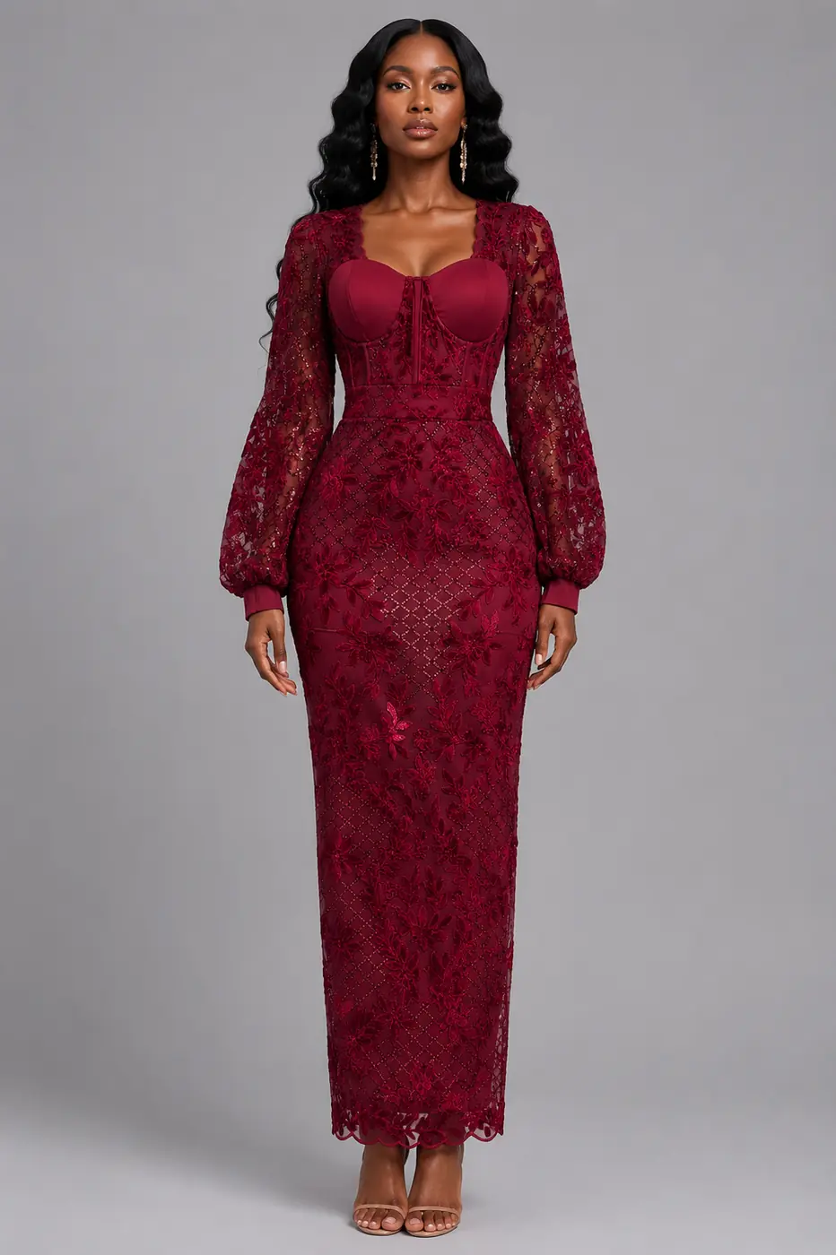 Long Sleeve Maxi Wine dress