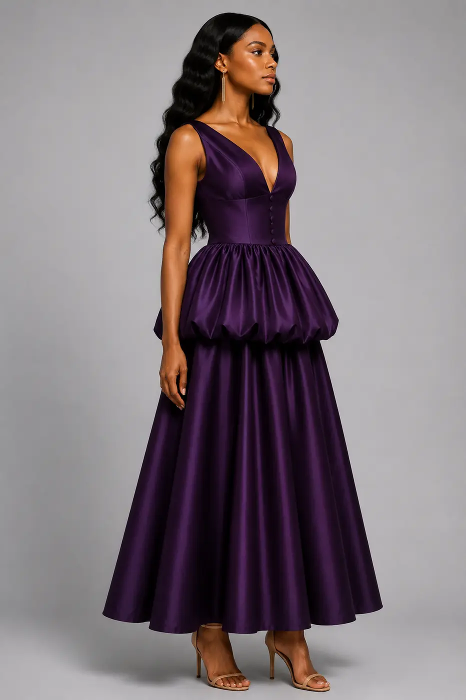 Purple Balloon A line Dress